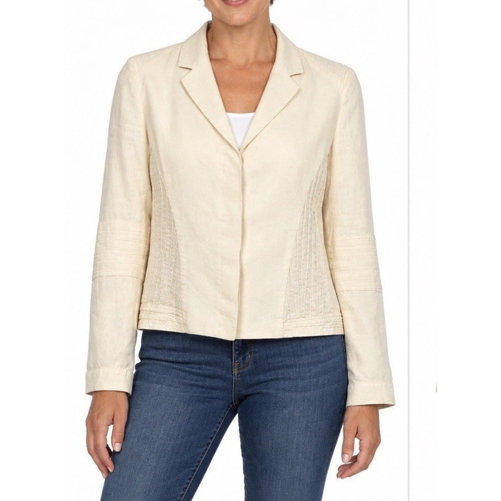 Company Ellen Tracy Cream Blazer Jacket Textured Linen Look Size Tag Missing